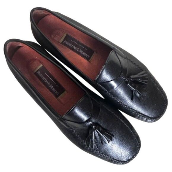Johnston Murphy Shoes Mens 11 M Black Leather Loafers Tassels Office Date Night main image 10
